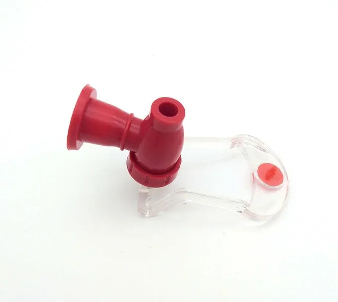 Red plastic Magic Tap soda dispenser accessory for 2-litre bottles