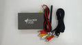 Black car mirror link box converter with cables and antenna for wireless smartphone streaming to car stereo