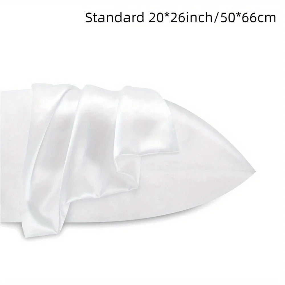 Satin cloth solid colour pillowcase pair in polyester fibre with plain weave finish