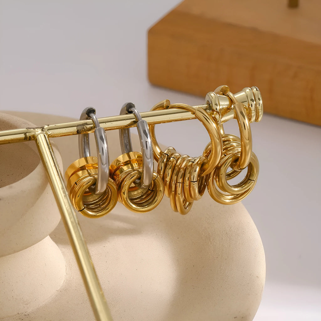 Stainless steel colour matching electroplated earrings in ins style unisex design