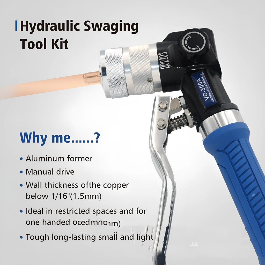 Hydraulic refrigeration tube expander tool in VG-300 style made from high-strength alloy steel