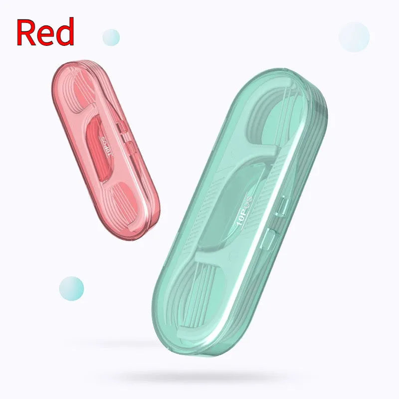 Plastic packaged dental floss disposable pack showing multiple packaging options