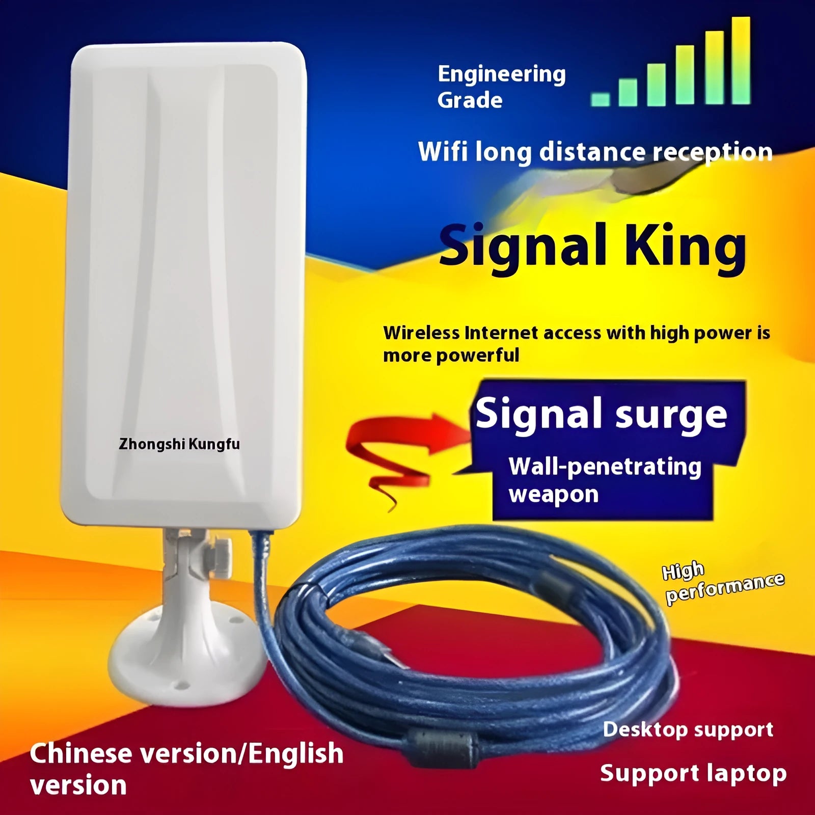 White high power USB wireless network card with Type USB connector