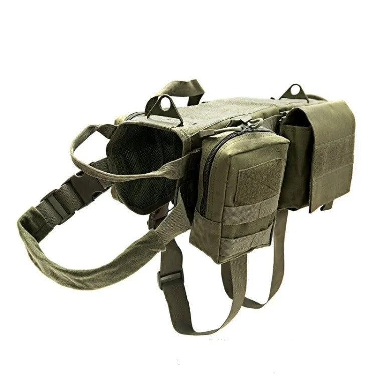 Dog combat vest in 600D nylon waterproof fabric adjustable sizing XS to XL
