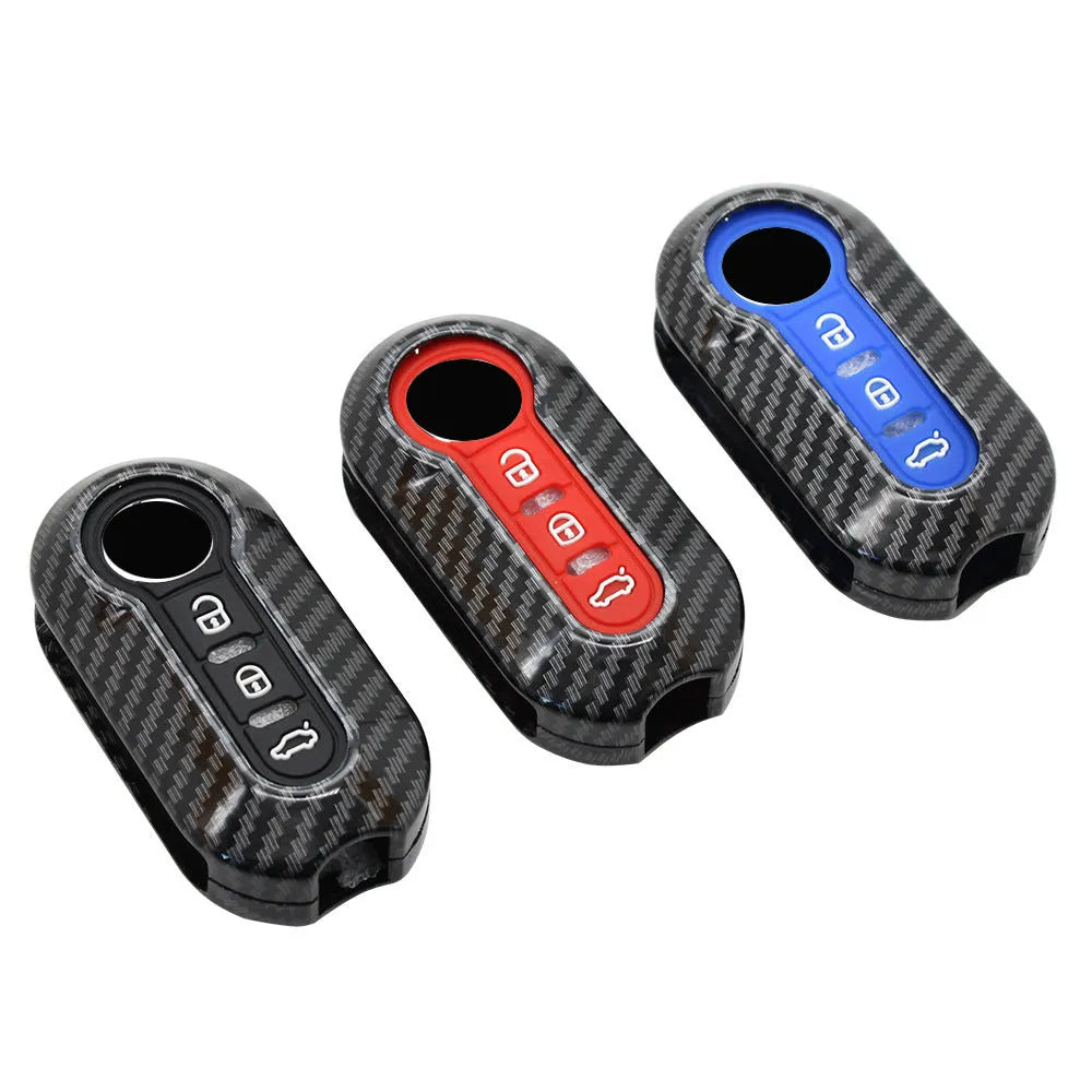 Fiat 500 Boyue Ottimo Viaggio ABS plastic remote key case in black, red, and dark blue colours