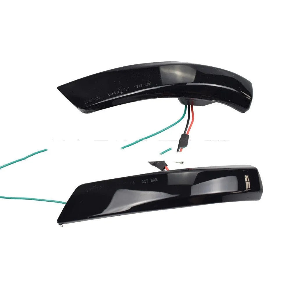Rearview mirror waterfall LED light strip in blue and yellow two-tone for Ford Focus and Mondeo.