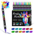 Set of double-tipped acrylic marker pens showing washable opaque colours in 12, 24 or 36 piece options