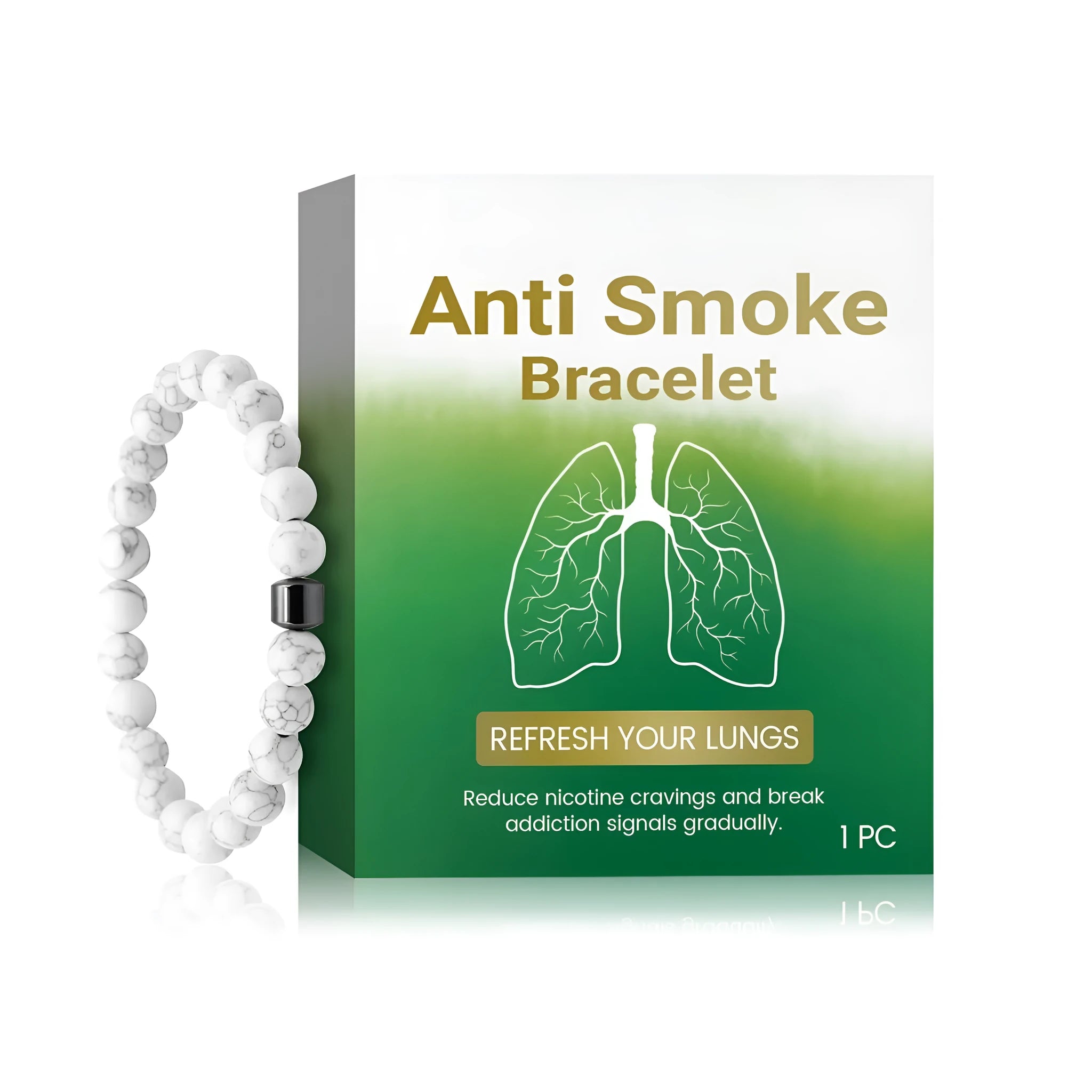 Women's smoke prevention bracelet with synthetic turquoise stones on adjustable band