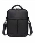 Black Oxford fabric men's messenger shoulder bag showing its structured form.
