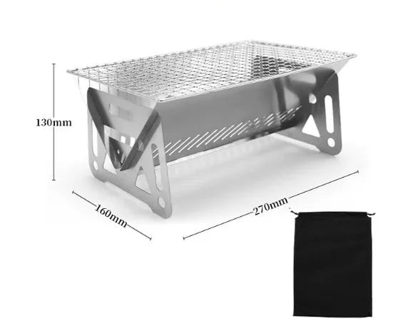 Stainless steel folding barbecue oven with storage bag for outdoor cooking