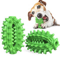Green and yellow cactus-shaped rubber dog chew toy for dental cleaning