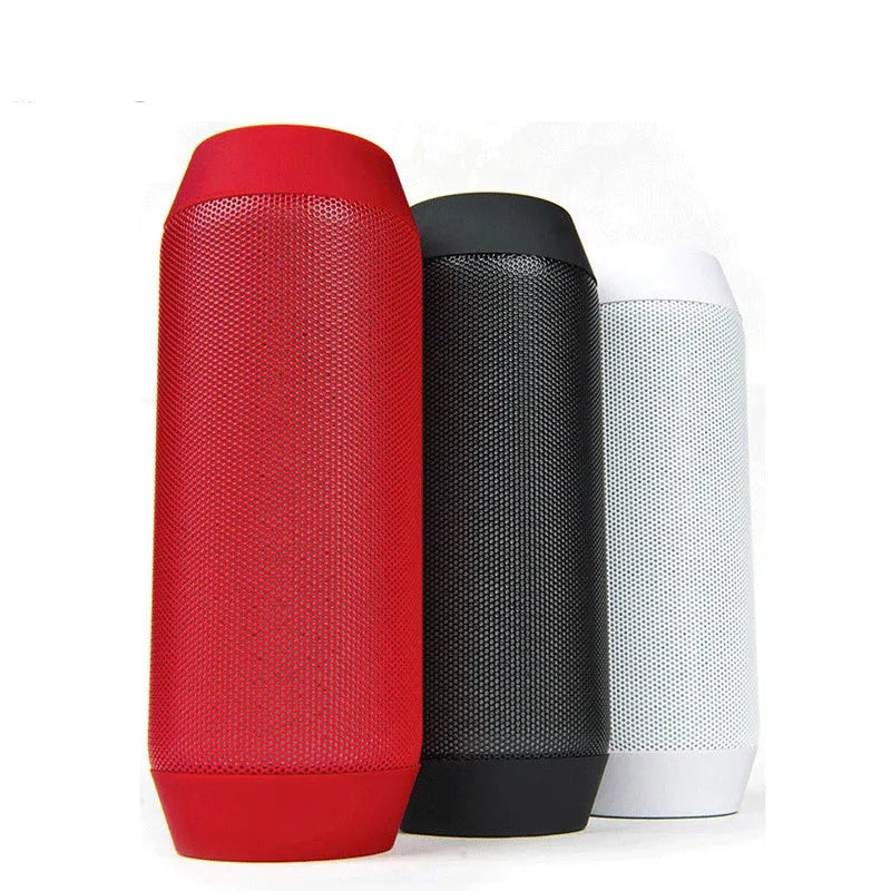 Small black or white Bluetooth speaker with colourful LED lights displaying red green blue white effects