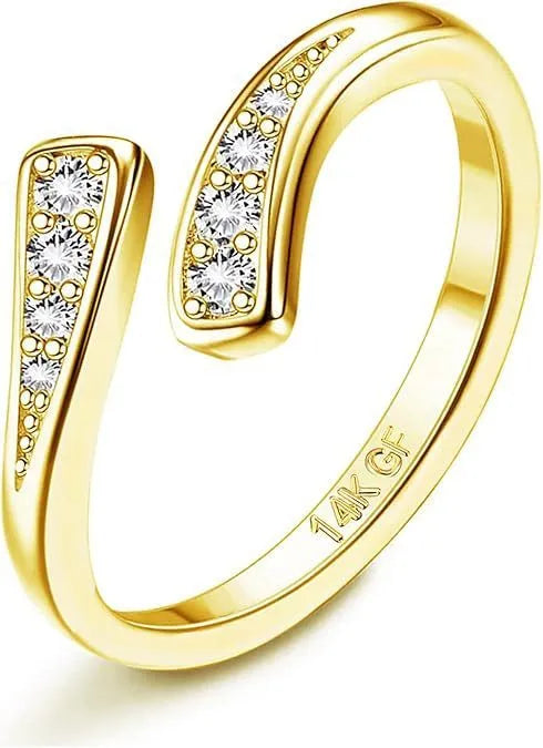 Geometric gold plated toe ring with crystal decoration options