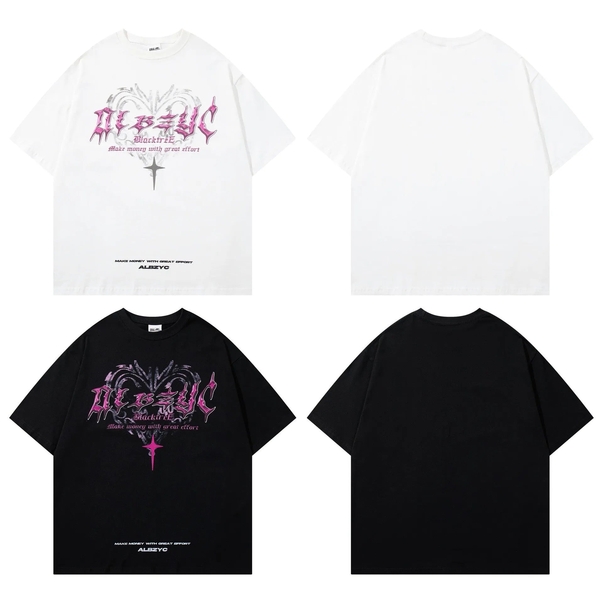 Men's black cotton T-shirt with a retro graphic print, showing loose fit and short sleeves.