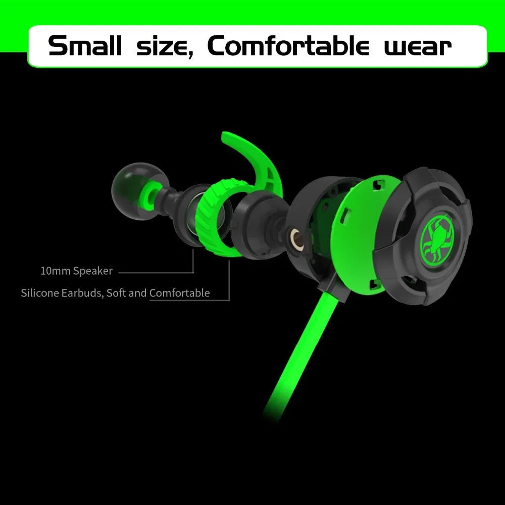 Shuangmai wired in-ear computer gaming headset with short cable in black, green, or red