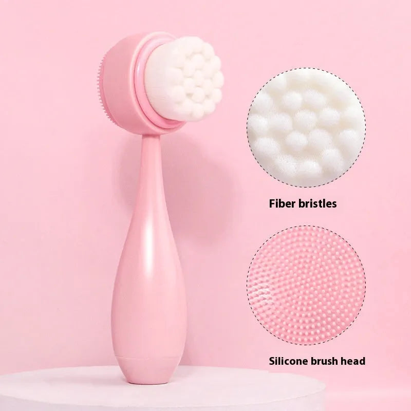Facial brush set with coral fleece hair band, absorbent headband, and waterproof shower brush in purple colour