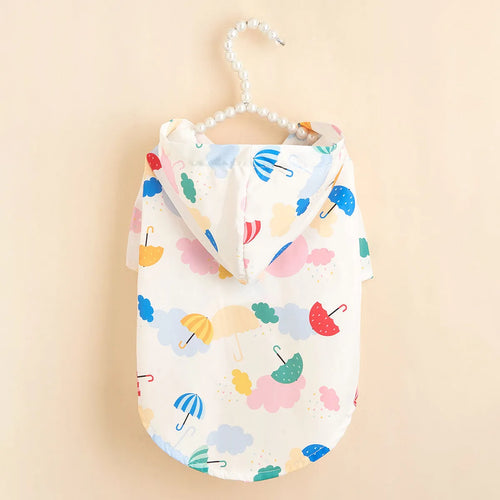 Colourful cartoon umbrella pattern pet raincoat for dogs and cats in five sizes