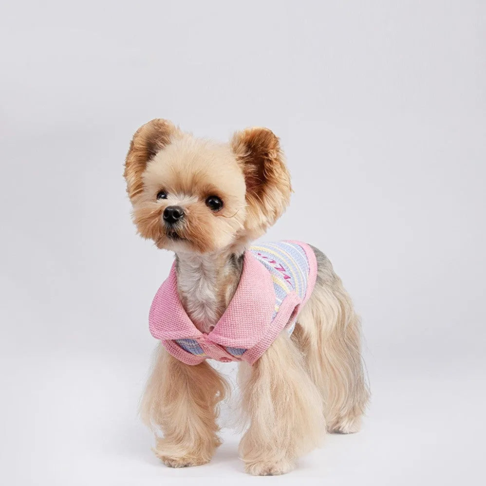 Pink purple soft fabric vest for small dogs with seven size options for autumn wear