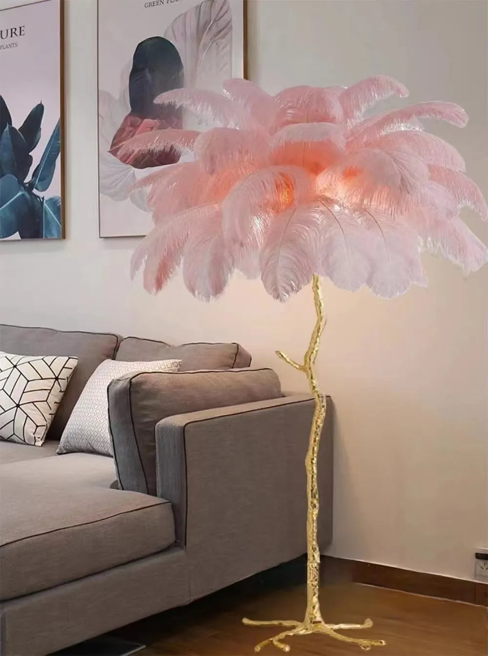 170cm tall decorative resin feather floor lamp with 32 feathers for living room or bedroom