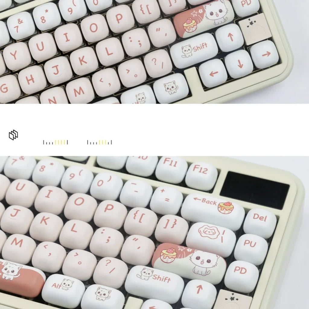 Dessert cat MOG round mechanical keyboard keycaps with colourful cartoon design and sublimation printing