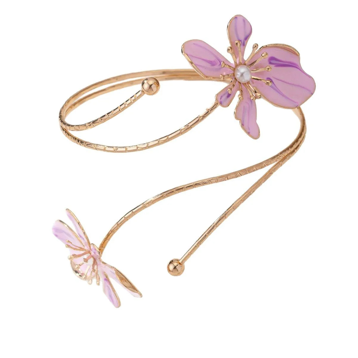 Patterned hollow armband bracelet with linear design in pink and purple colour options