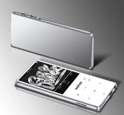 Ultra-thin portable MP3 player with a 2.4-inch touchscreen in choice of black, silver, blue, or red colours.