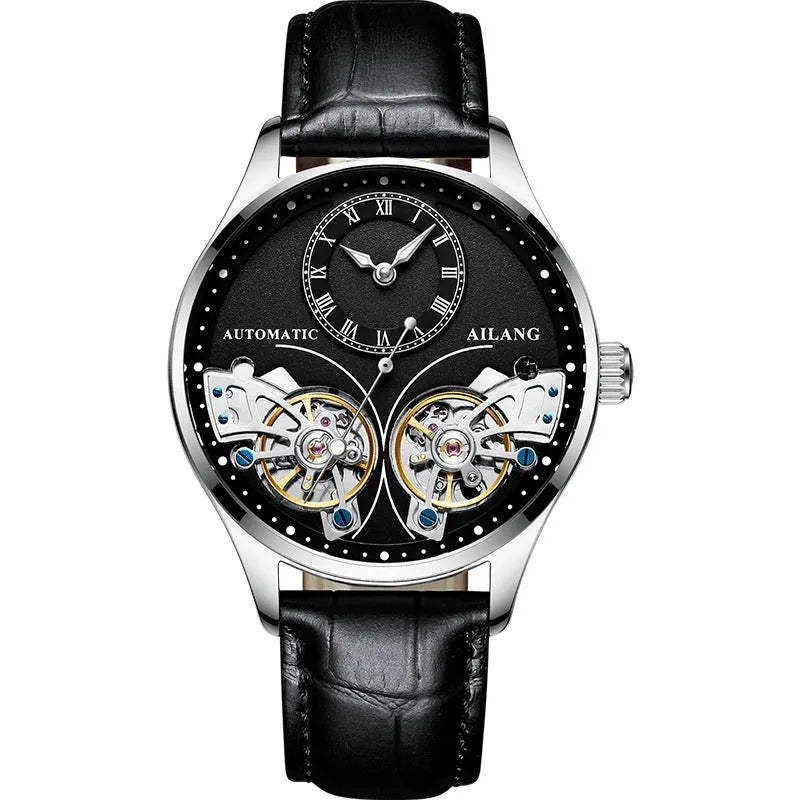 Seiko automatic men's watch with titanium case, tourbillon and moon phase complications on round face