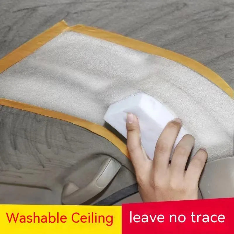 Wash free fabric roof foam cleaner kit with bottle, sponge wipes, and towel for interior vehicle ceiling cleaning