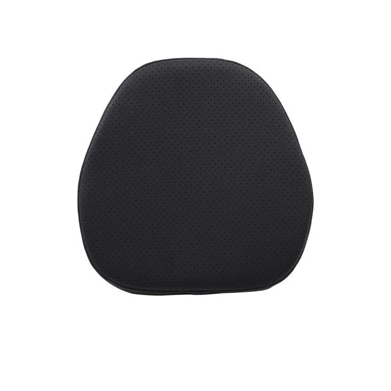 Car headrest cushion, lumbar support, and neck pillow set in brown colour on car seat