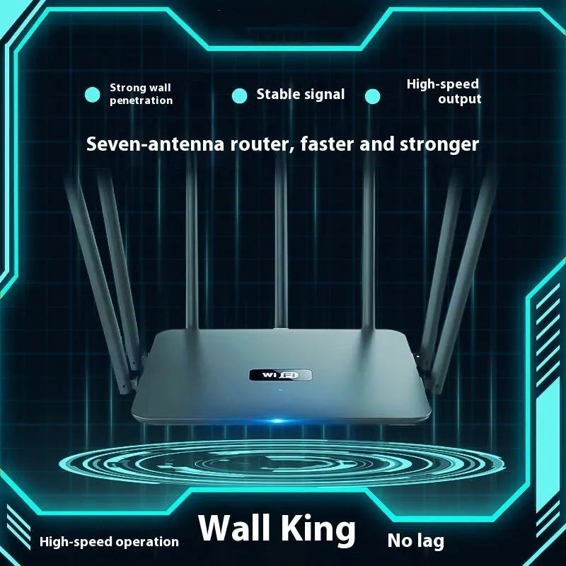Black and white dual-band 5G WiFi router with multiple antennas for through-wall home coverage
