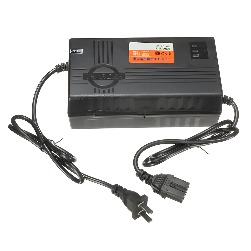 72V 20AH electric car charger in black with international plug options for lead-acid batteries