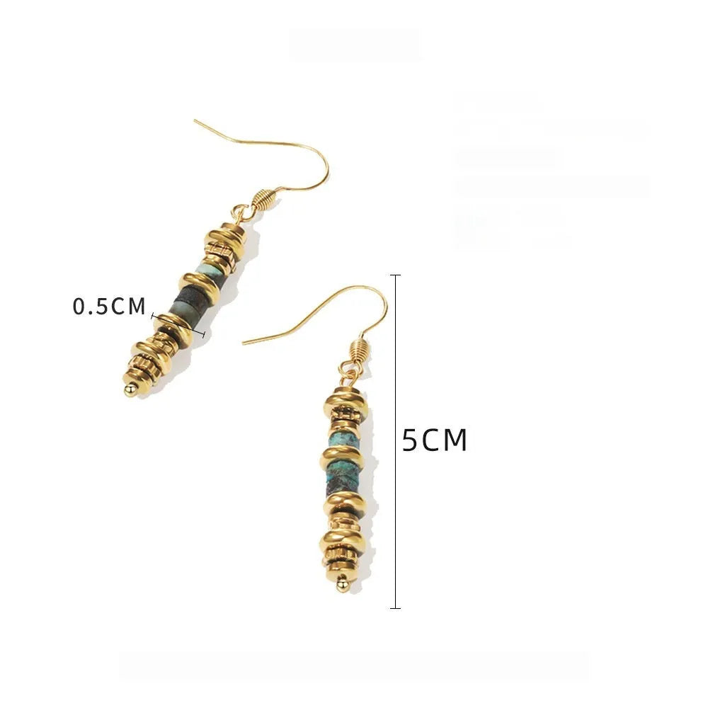 Retro geometric titanium steel dangle earrings for women in colour SE22101520.