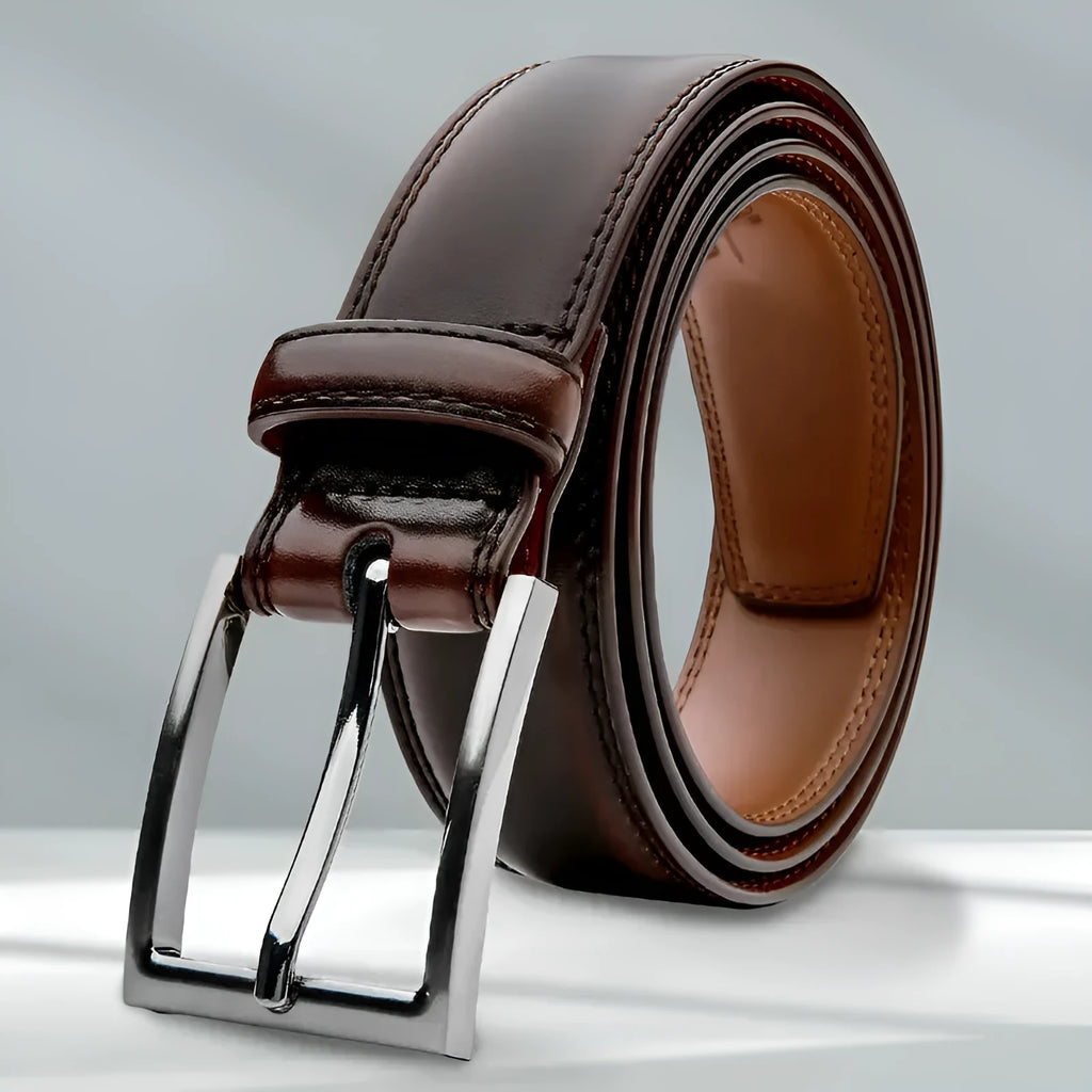 Men's genuine leather casual belt with alloy buckle in brown black and yellow brown patterns
