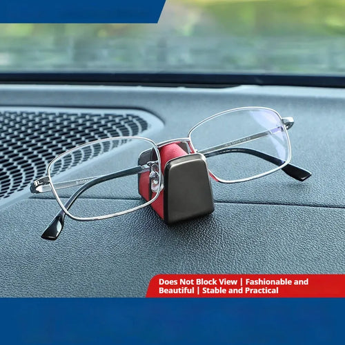 Car dashboard glasses holder clip in leather-covered zinc alloy, showing colour options