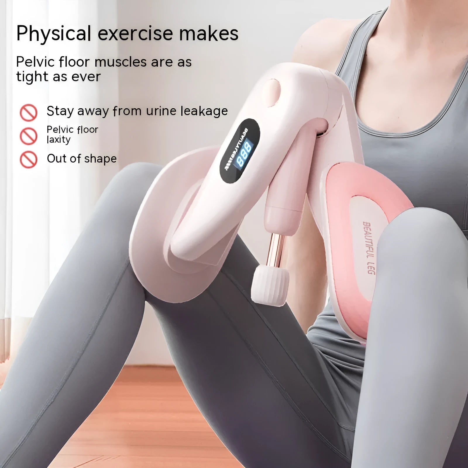 Gray pelvic floor muscle trainer with counting device and ABS spring foam construction