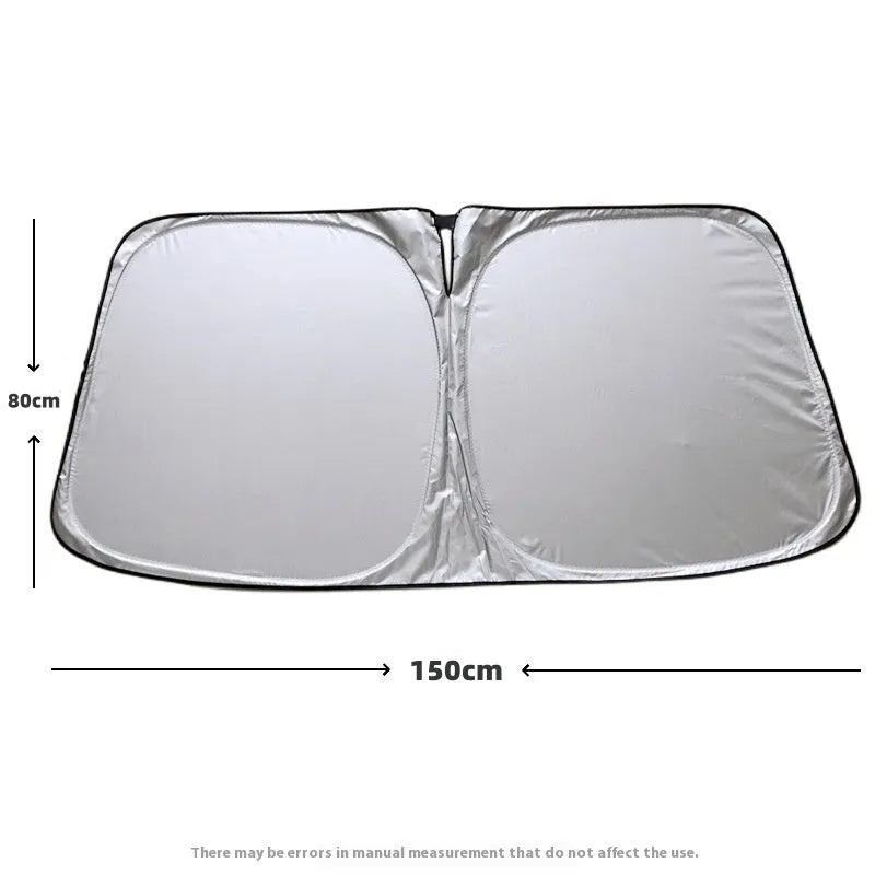 Aluminium foil car sunshade in titanium silver colour showing heat insulation properties