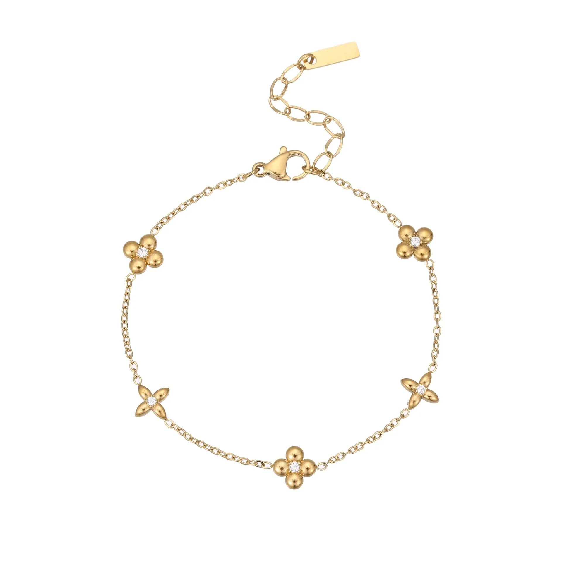 Ins Titanium Steel women's bracelet with 18K gold plating and a geometric zircon star pendant.