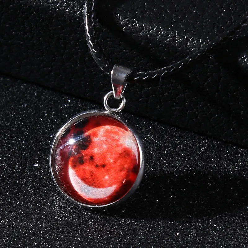 Christmas constellation glass pendant necklace with luminous alloy chain in one of ten colour options