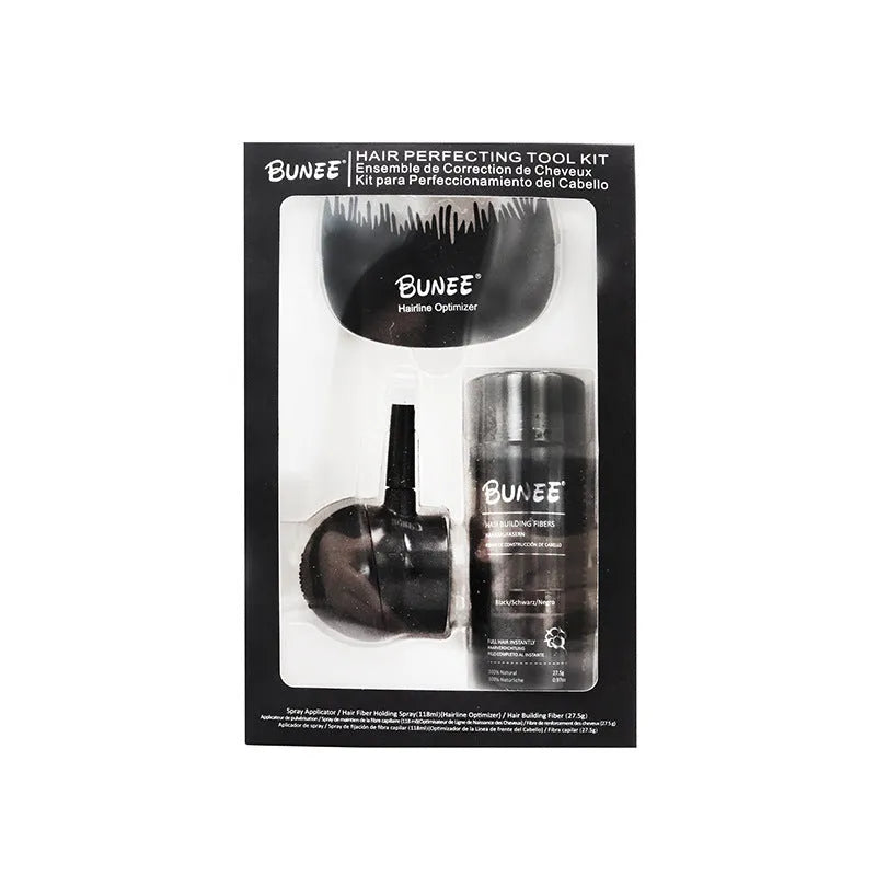 Dense Hair Fiber Powder three-piece set in box with applicator and comb