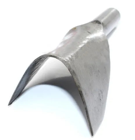 Six steel leather craft punch tools showing half-round and V shapes in sizes 15mm to 40mm.