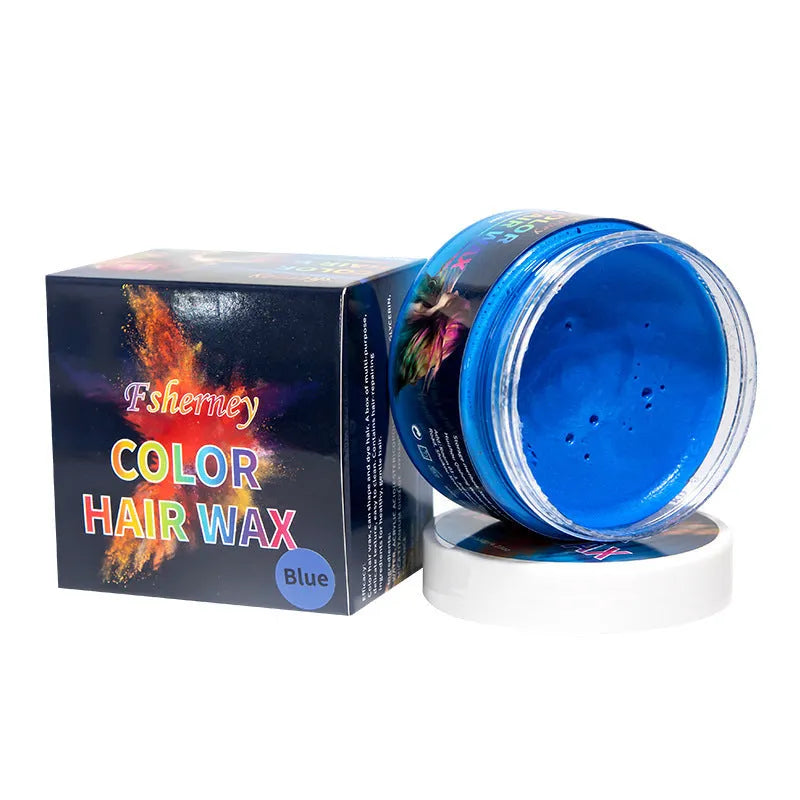 120g hair styling clay pot in one of nine colours: white, orange, red, yellow, blue, green, purple, rose, or granny grey