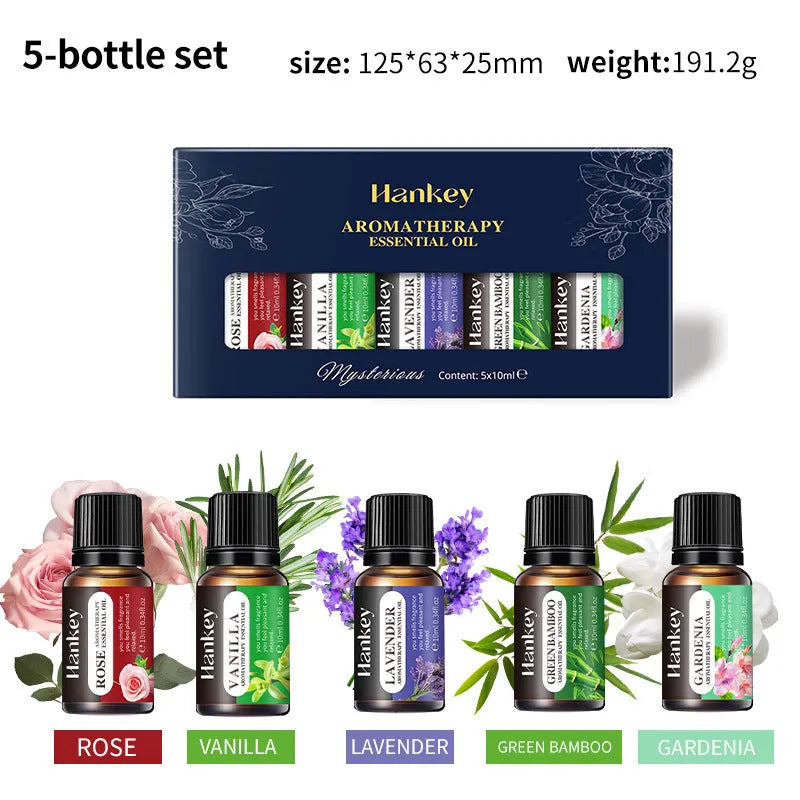 Boxed set of water-soluble aromatherapy essential oil bottles for fresh air function