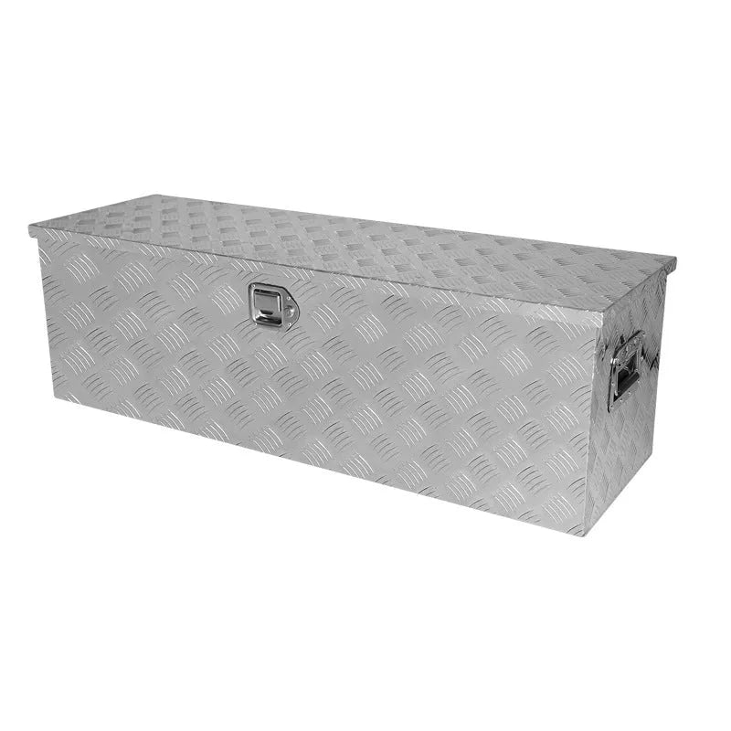 Black 26-inch aluminium alloy rolling tool case with wheels and pull handle.
