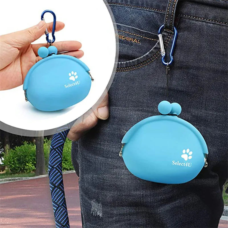 Yellow silicone dog training treat waist bag with hook-and-loop closure