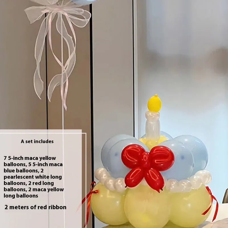 Finished balloon bouquet cake decoration kit with round balloons for DIY party centrepieces