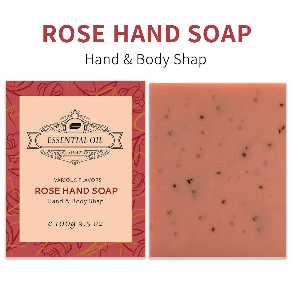 Handmade essential oil soap bar with frosted texture showing natural colour variations