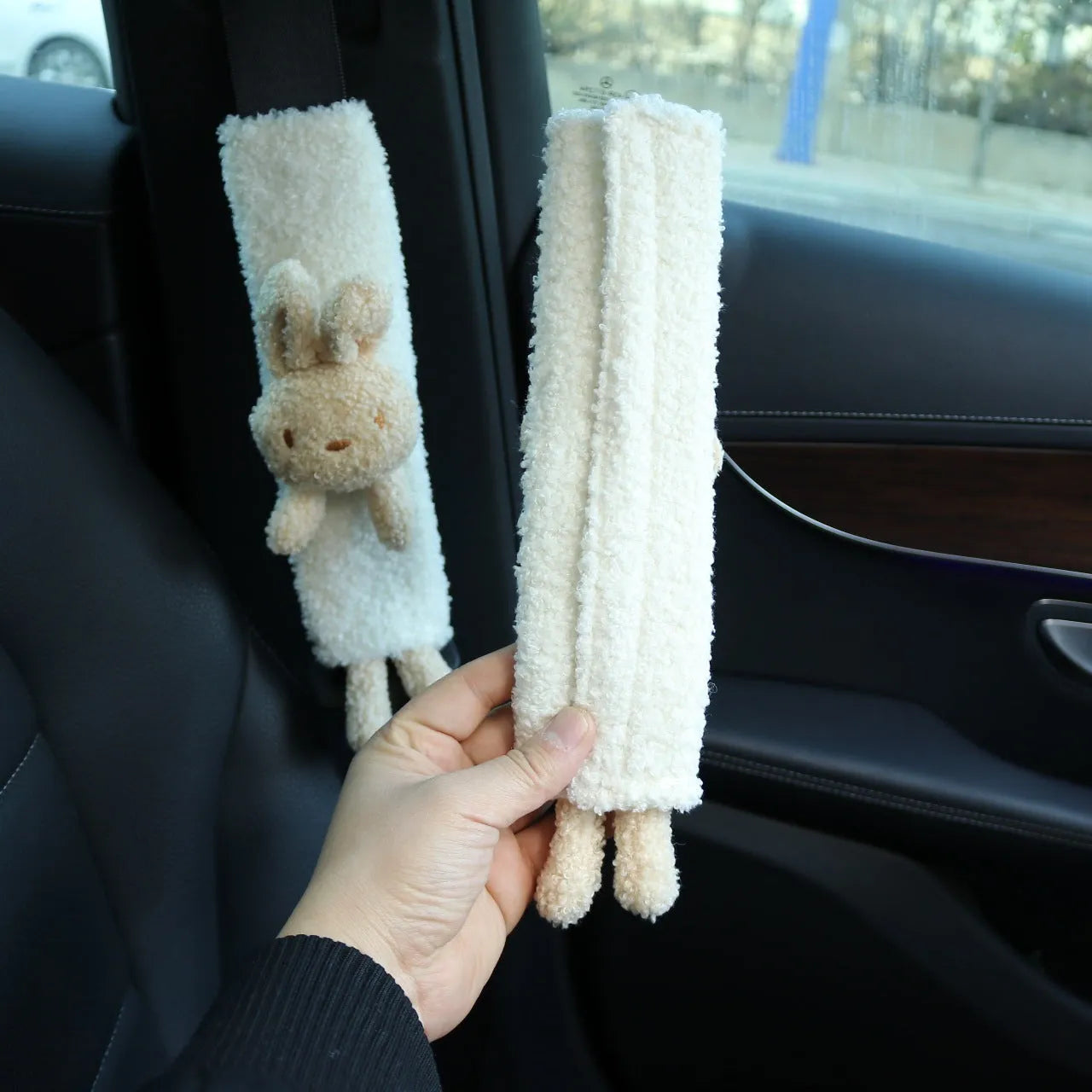 Cartoon plush car safety belt shoulder protector in Rabbit and Bear designs