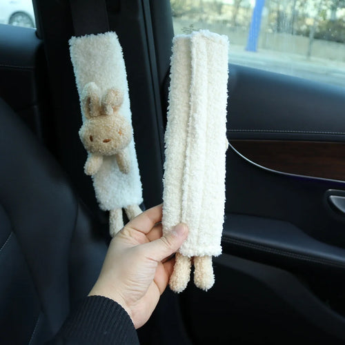 Cartoon plush car safety belt shoulder protector in Rabbit and Bear designs