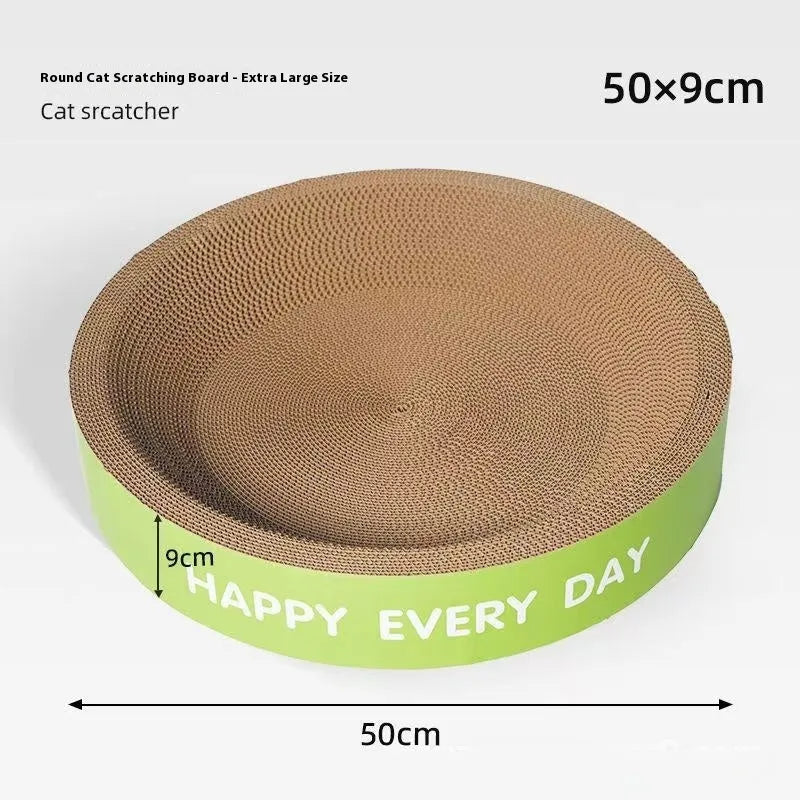 Round green cat scratching board nest bed with removable cushion and replaceable cardboard base