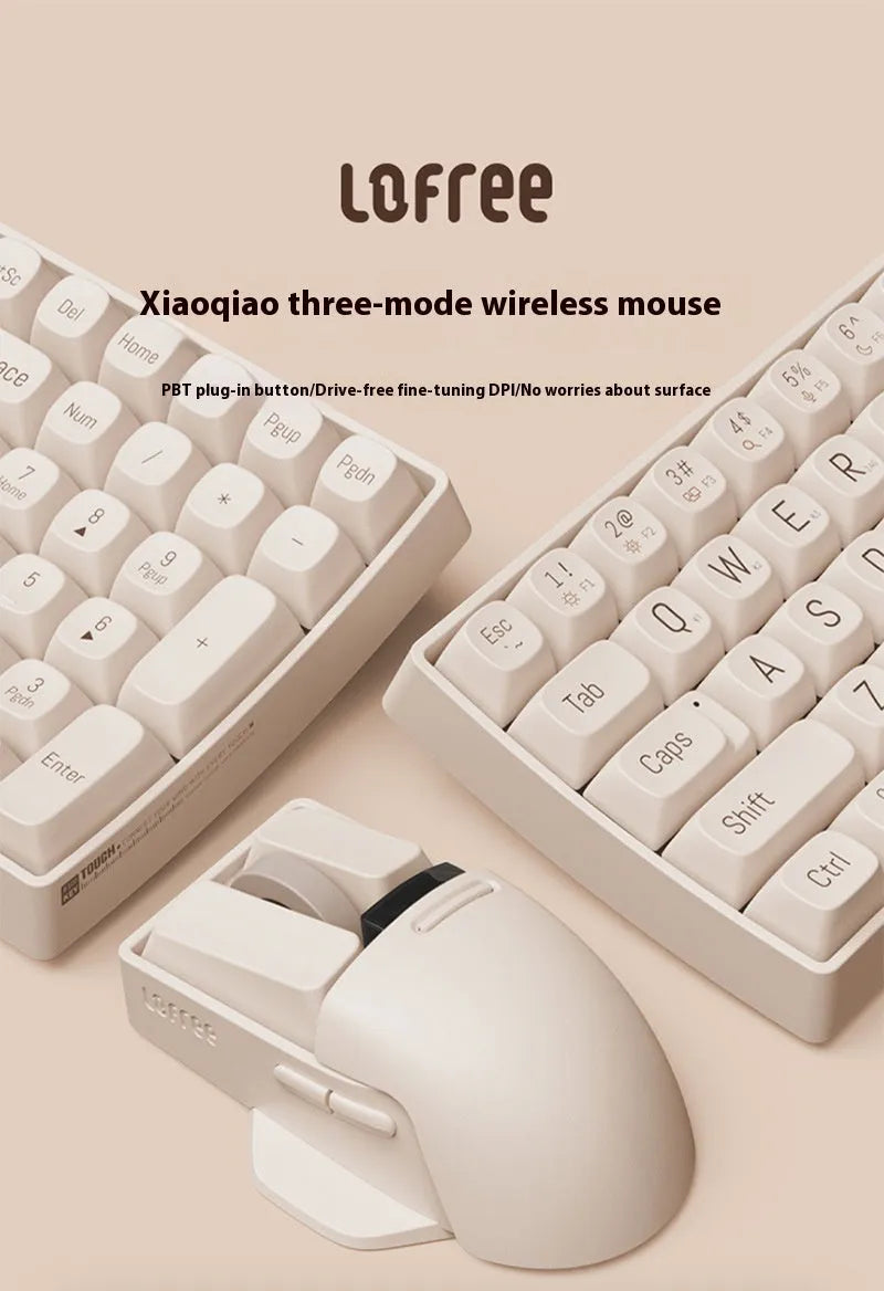 Xiaoqiao wireless mouse in tofu colour showing ergonomic shape and multiple buttons